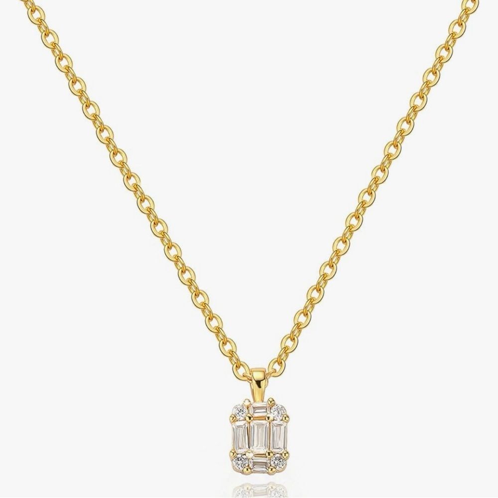New 14k Gold Plated Cz Chain Choker Necklace